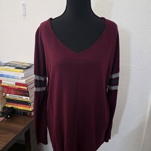Elegant Maroon V-Neck Sweater